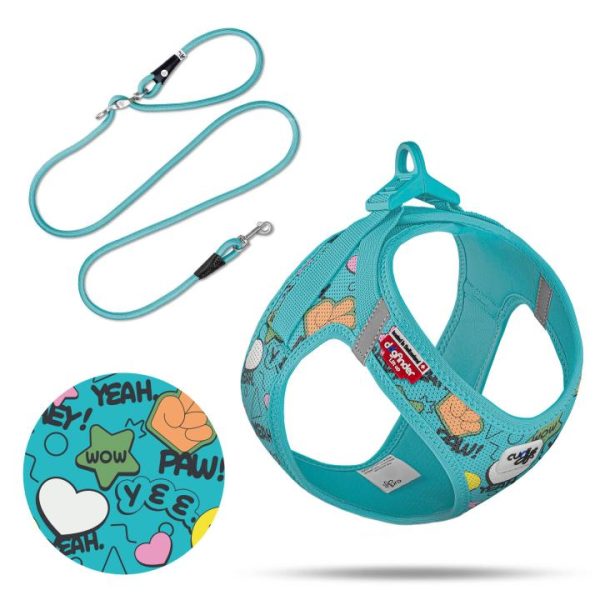7640455194584 CURLI HARN COMIC+LEASH TURQ S