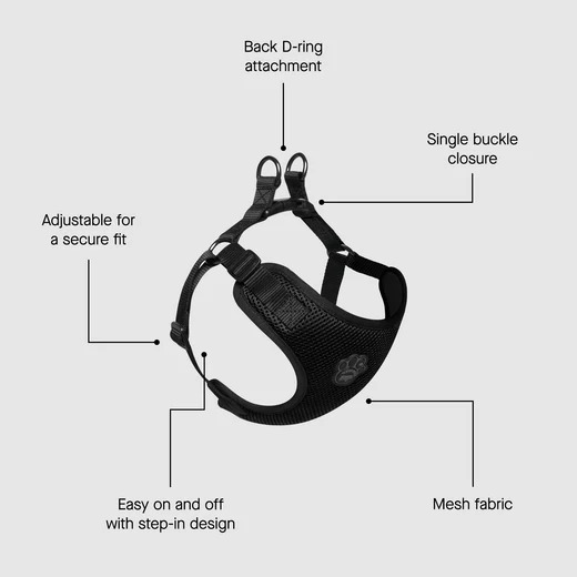 628284128021 CANADA POOCH EASY-ON STEP IN HARNESS BLACK