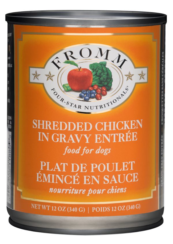 072705118816 FROMM 4-STAR SHREDDED CHICKEN IN GRAVY ENTREE 12OZ DOG CANS