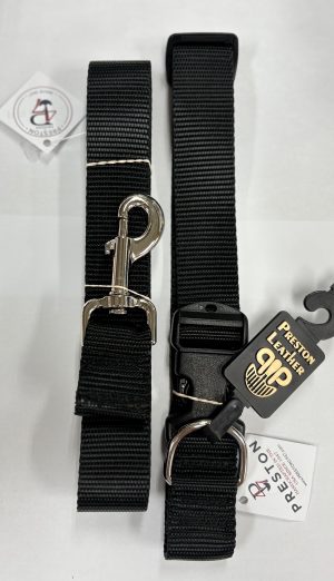 BLACK NYLON LEASH 1.25 INCH 6FT LEAD