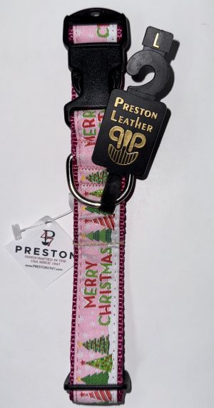 PRESTON PINK MERRY CHRISTMAS COLLAR 3/4IN