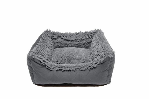DIRTY DOG LOUNGER BED LARGE GREY 31X27