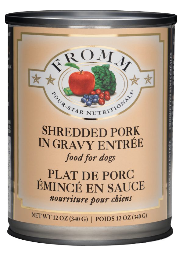 072705118793 FROMM SHREDDED PORK IN GRAVY ENTREE 12OZ DOG CANS