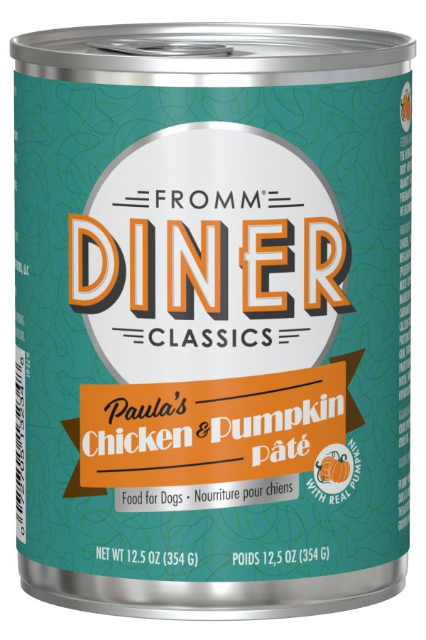 072705132348 FROMM DINER CLASSICS PAULA'S CHICKEN & PUMPKIN PATE 12.5OZ DOG CA