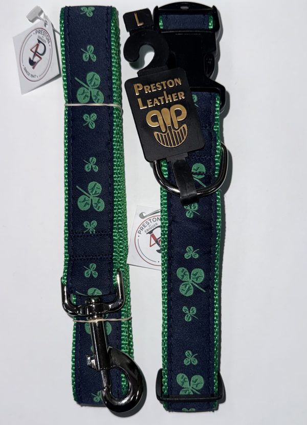 852687788364 PRESTON 1947 NAVY SHAMROCK LARGE 1.25 INCH COLLAR