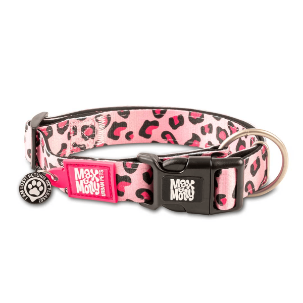 MM COLLAR PINK LEOPARD LARGE 1"