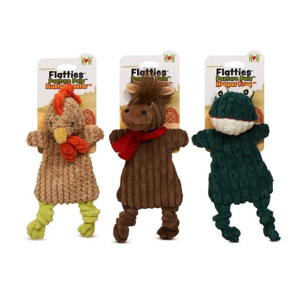 HUGGLEFLATTIES PASTURE PALS SMALL 3PK HORSE,FROG, ROOSTER)